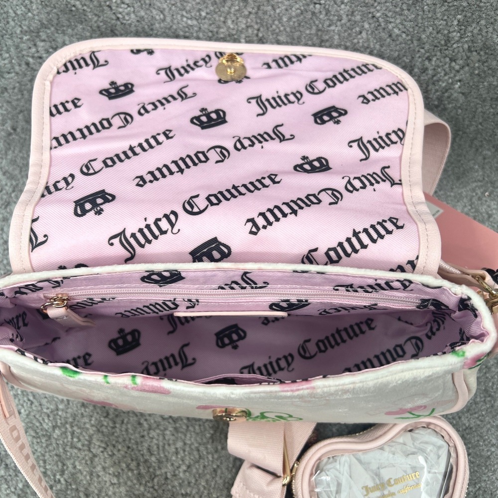 Juicy Couture Retro Juicy Cherry Shoulder Bag Multi Heart Coin Purse Charm NWT - Picture 8 of 9